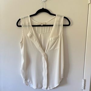 Ann Taylor LOFT Long White Tank (duo-fabric)